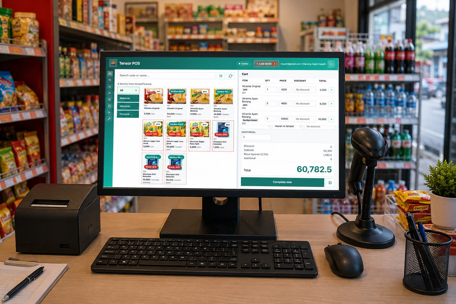 Tensor POS pada komputer kasir toserba