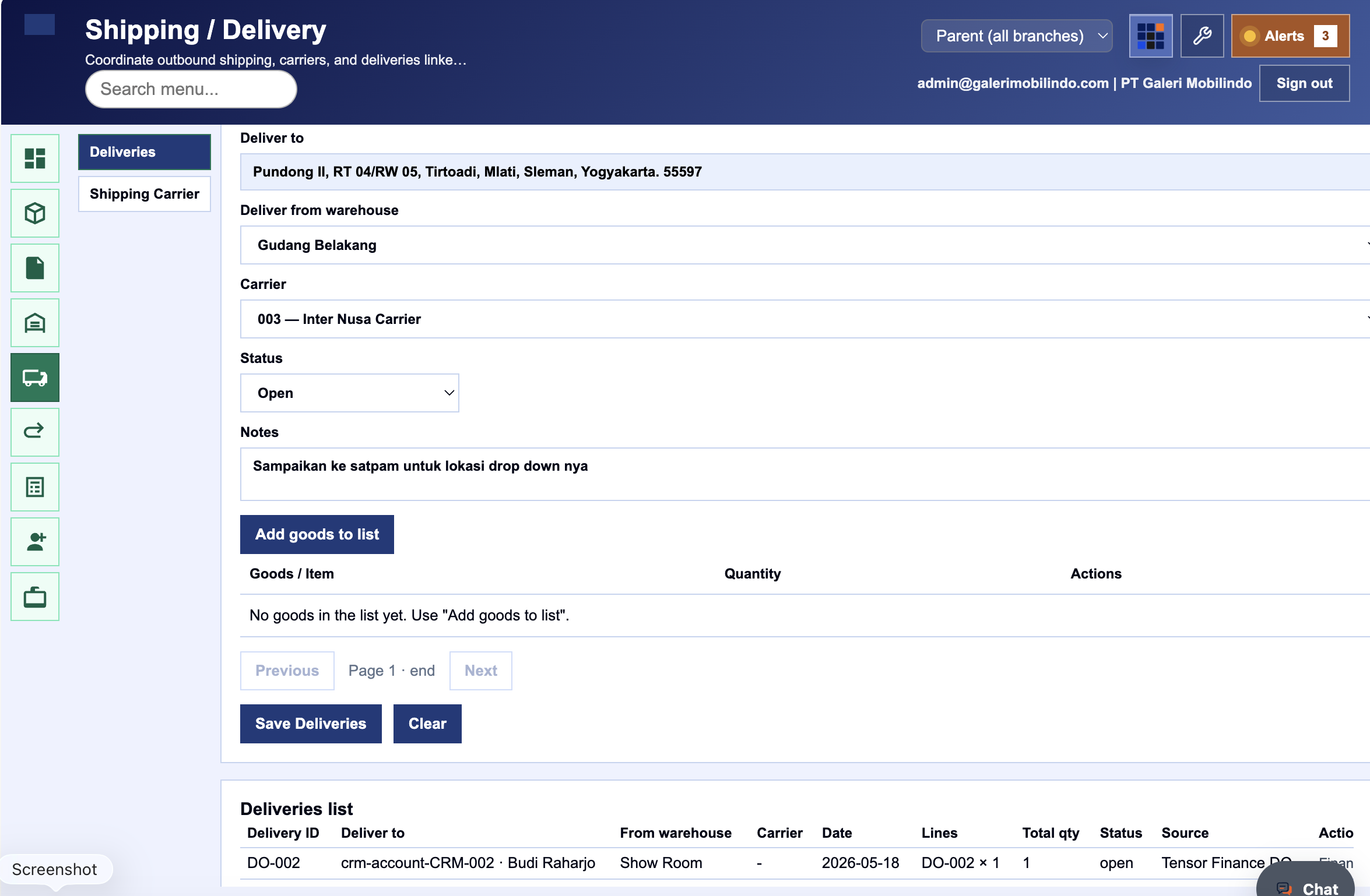 Deliveries and order fulfillment